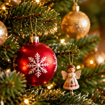 Rode kerstbal als kerstdecoratie