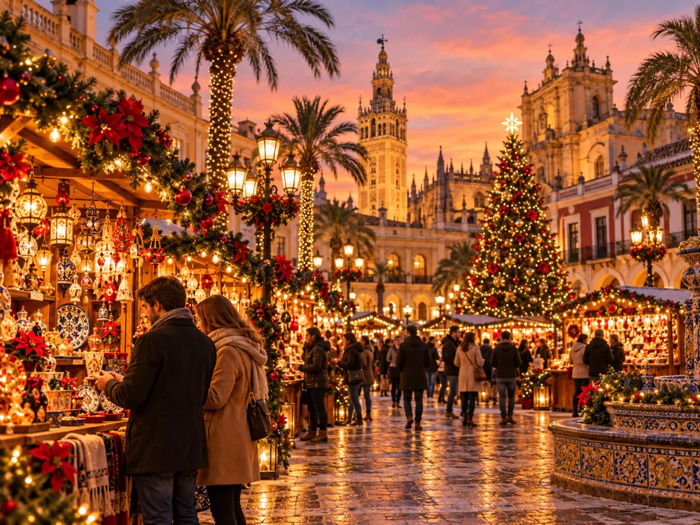 Sfeerillustratie van een kerstmarkt bij het onderwerp Kerstmarkt Sevilla