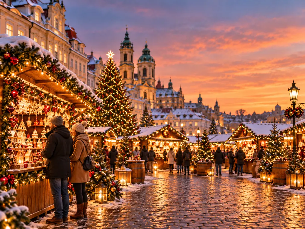 Sfeerillustratie van een kerstmarkt bij het onderwerp Kerstmarkt Valencia