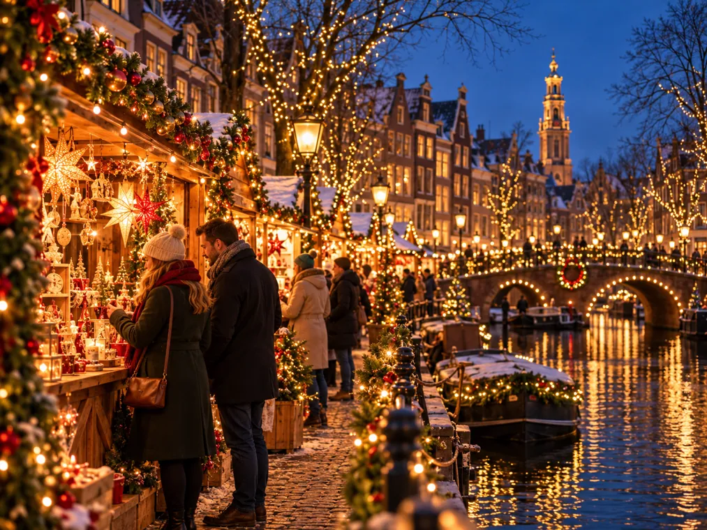 Sfeerillustratie van een kerstmarkt bij het onderwerp Kerstmarkt Vigo